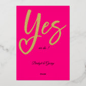 Yes我々はホットピンクの金ゴールド結婚の実在 箔招待状 (裏面)