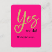 Yes我々ホットピンクの金ゴールド エンクロージャーカード (裏面)