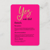 Yes我々ホットピンクの金ゴールド エンクロージャーカード (正面)