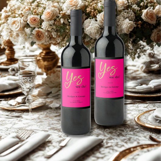 Yes我々ホットピンクの金ゴールド ワインラベル