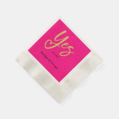 Yes我々ホットピンクの金ゴールド 縁ありカクテルナプキン (角)