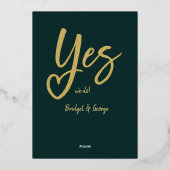 Yes我々黒い金ゴールド結婚式の日付を保存 箔招待状 (裏面)