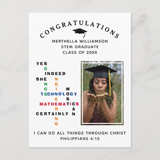 YES確かに彼女はクロスワードSTEMを卒業することができる 案内ポストカード (正面)