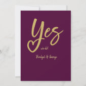 Yes私たちは梅の金ゴールド結婚式を行う日付カードを保存 (裏面)