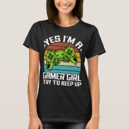 Yes私はゲーマーの女の子は保レトロ Tシャツ