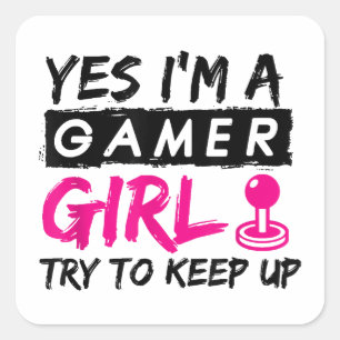 Yes私はゲーマー女の子ゲームガール スクエアシール