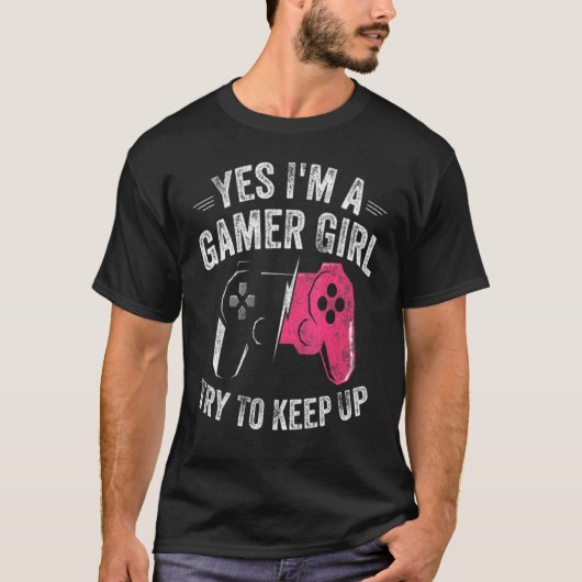 Yes私はゲーマー女の子ビデオゲーマーコントローラー Tシャツ (正面)