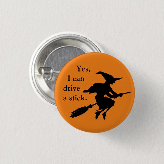 Yes私はスティック魔女のシルエットを駆動飛んでいるできる 缶バッジ (正面&裏面)