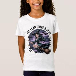 Yes私はスティック魔女ハロウィンを駆動できる Tシャツ