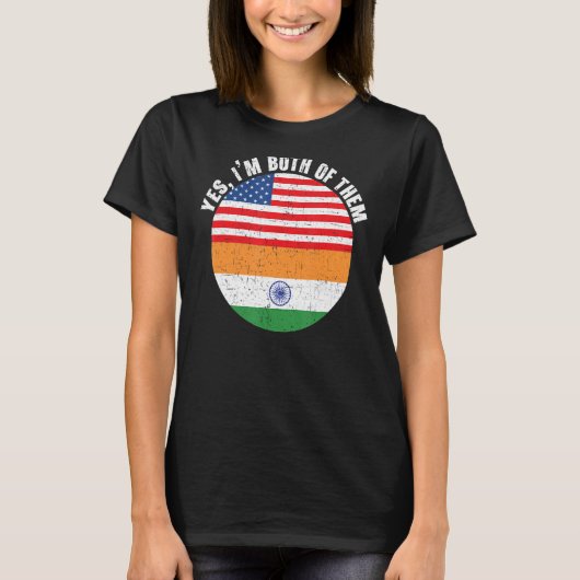 Yes私は両方の彼らのインド共和国の日アメリカインディアン Tシャツ (正面)