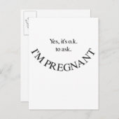 Yes私は妊娠マタニティシャツとスワッグ 案内ポストカード (正面/裏面)