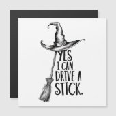 "Yes私は棒を運転することができる"魔女プン マグネット招待状 (正面/裏面)