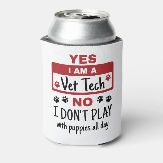 Yes私は獣医である私は子犬と一緒にない遊 缶クーラー (缶裏面)