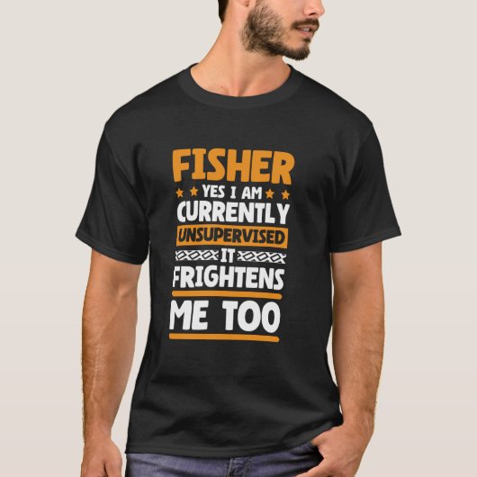 Yes私は現在、監視されていないフィッシャーの魚釣り Tシャツ (正面)