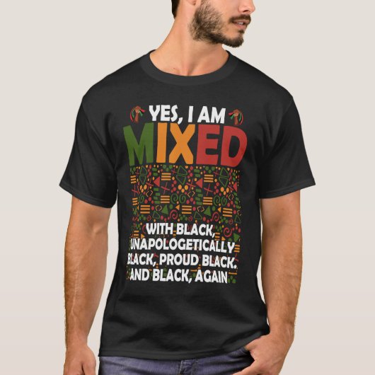 Yes私は黒いプライドアフリカ系アメリカ人Mと混合 Tシャツ (正面)