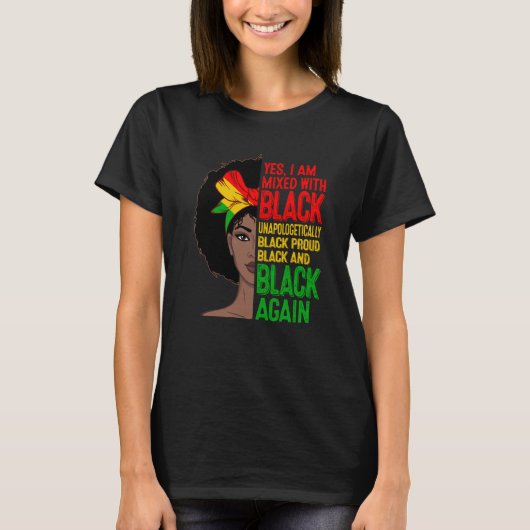 Yes私は黒い女性と混合されているアフリカの黒Hist Tシャツ (正面)