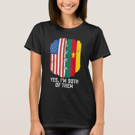 Yes私は2人とも半分アメリカ人カメロオニアだ Tシャツ (正面)