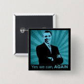 Yes私達は、再度-バラック・オバマ2012年大統領できます 缶バッジ (正面&裏面)