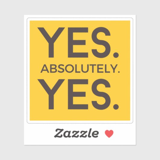 Yes絶対Yes |黄色はっきりしたの肯定 シール (シート)