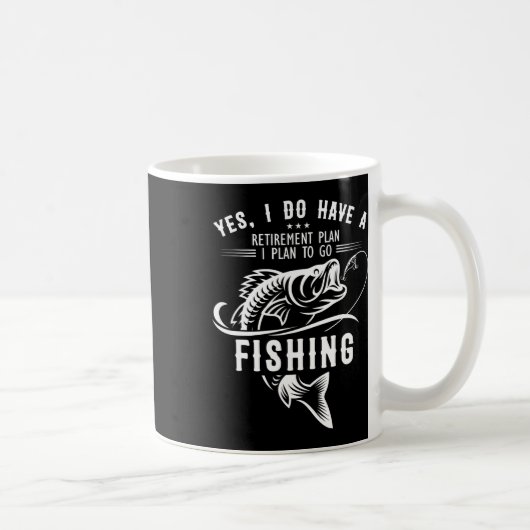 Yes退職計画魚釣り魚おもしろい持ち コーヒーマグカップ (右)