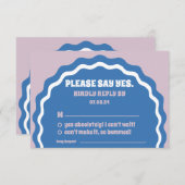 yes黄モダンレトロ波弓はっきりしたアーチ 出欠カード (正面/裏面)