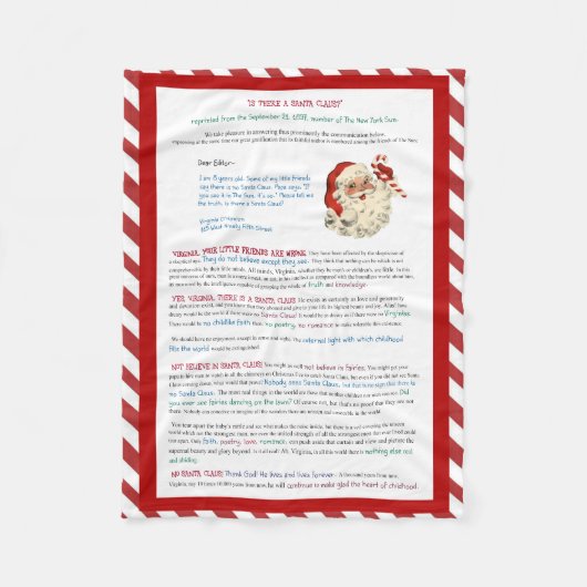 Yes、そこのヴァージニアはサンタクロースのクリスマスです フリースブランケット (正面)