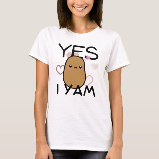 Yes、イヤムかわいいポテトカワイイ子供 Tシャツ (正面)