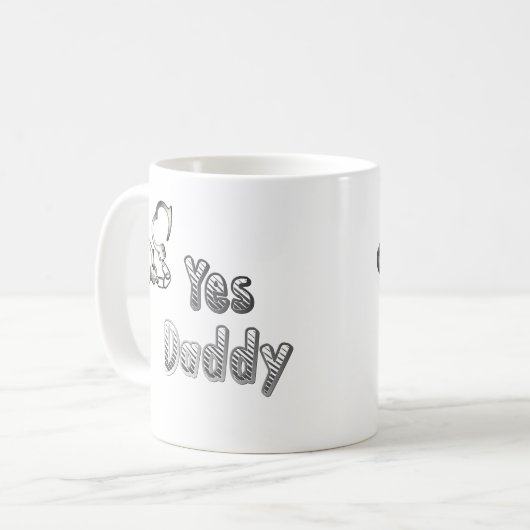 Yes、カフマグ付きのパパ、服従的な女の子の贈り物 コーヒーマグカップ (正面左)
