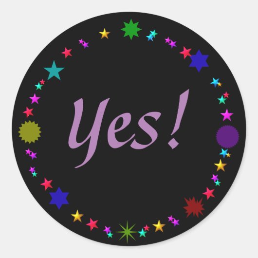 Yes！ブラックカラフルレトロスターズ ラウンドシール (正面)