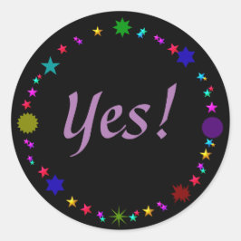 Yes！ブラックカラフルレトロスターズ ラウンドシール