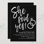 yes! |婚約ディナーブラック 招待状 (正面/裏面)