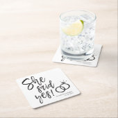 yes! |婚約パーティスクリプトレタリング スクエアペーパーコースター (インサイチュ)