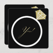 Yes!彼がダイヤのリングや輪を婚約パーティ 招待状 (正面/裏面)