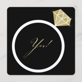 Yes!彼がダイヤのリングや輪を婚約パーティ 招待状