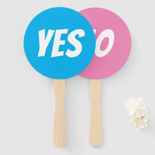 Yes/性別なしリビールボーイクイズゲーム看板 ハンドファン (正面&裏面)