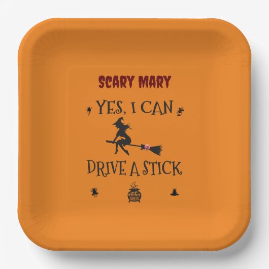 Yes、私はスティックを運転することができます魔女と言う ペーパープレート (正面)