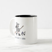 Yes!私はスティックを運転することができる:ハロウィンコーヒーマグ ツートーンマグカップ (正面左)