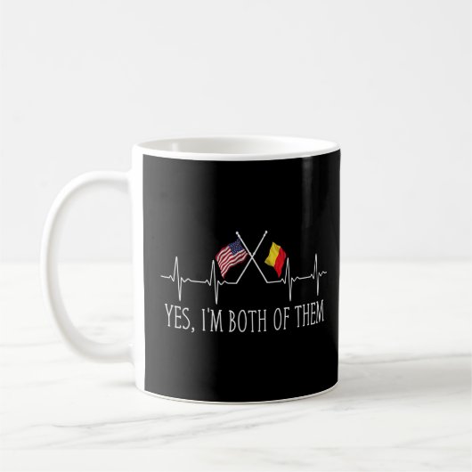 Yes、私は両方の半分アメリカの半分ベルギーH コーヒーマグカップ (左)