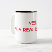 YES… 私は実質の赤い頭部です ツートーンマグカップ (正面左)