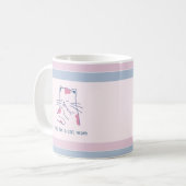 Yes、私は猫の母ピンク&ブルーストライプの コーヒーマグカップ (正面左)