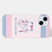 Yes、私は猫の母ピンク&ブルーストライプの Case-Mate iPhoneケース (裏面 (横))