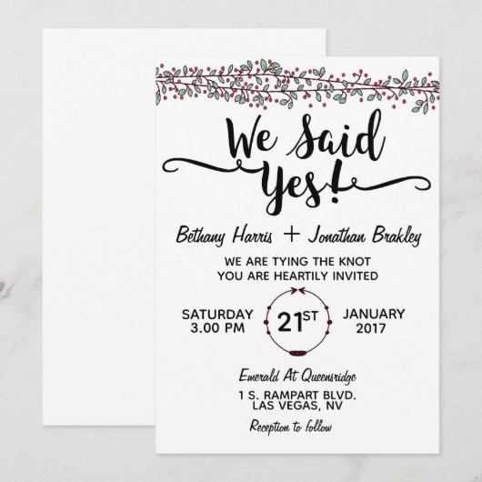 yes!結婚式招待状 招待状 (正面/裏面)