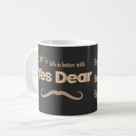 Yes Dear –Personalized Marriage Mug (Customizable) コーヒーマグカップ (正面左)