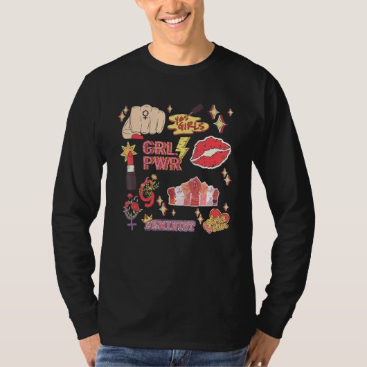 Yes Girl 女性の力 フェミニスト 国際女性デー Tシャツ (正面)