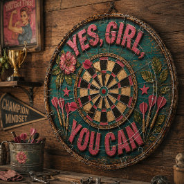 Yes Girl You Can Motivational Feminis ダーツボード