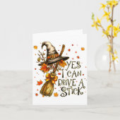 Yes I Can Drive A Stick Fall Halloween Soky Witch  カード (黄色い花)