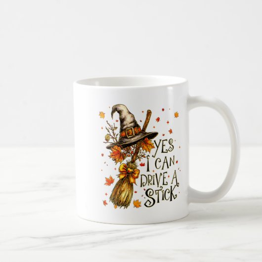 Yes I Can Drive A Stick Fall Halloween Soky Witch  コーヒーマグカップ (右)
