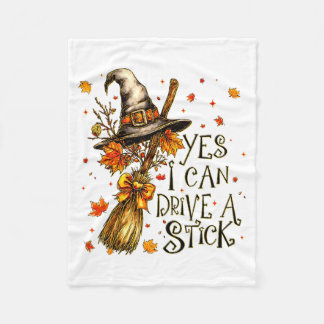 Yes I Can Drive A Stick Fall Halloween Soky Witch  フリースブランケット