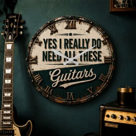 Yes I Really Do Need All These Guitars ラージ壁時計