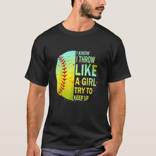 Yes I Throw Like A Girl Want A Lesson Softball Mom Tシャツ (正面)